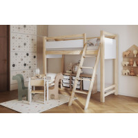 Detská vyvýšená posteľ z masívu borovice VESPER - 200x90 cm - prírodná borovica/biela