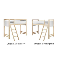 Detská vyvýšená posteľ z masívu borovice VESPER - 200x90 cm - biela