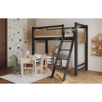 Detská vyvýšená posteľ z masívu borovice VESPER - 200x90 cm - wenge/dub artisan