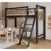 Detská vyvýšená posteľ z masívu borovice VESPER - 200x90 cm - wenge/dub artisan