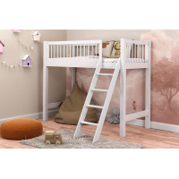 Detská vyvýšená posteľ z masívu borovice EVI - 200x90 cm - biela