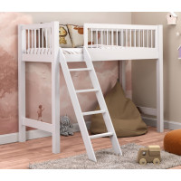 Detská vyvýšená posteľ z masívu borovice EVI - 200x90 cm - biela