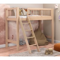 Detská vyvýšená posteľ z masívu borovice EVI - 180x80 cm - prírodná borovice