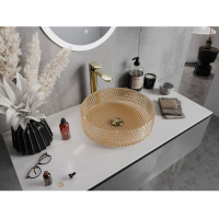 Sklenené umývadlo MEXEN AURA - krištáľový vzor - rose gold, 24013968