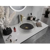 Sklenené umývadlo MEXEN AURA - krištáľový vzor - číre/čierne, 24013971