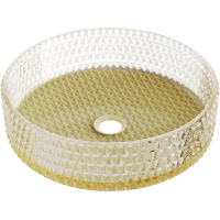 Sklenené umývadlo MEXEN AURA - krištáľový vzor - číre/zlaté, 24013951