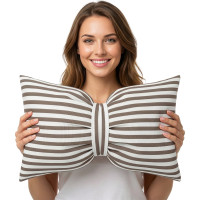 Dekoračný vankúš GLAM 30x50 cm - biele/béžové pruhy