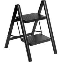 Skladacie kovové schodíky EASYSTEP čierne - 2stupňové