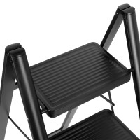 Skladacie kovové schodíky EASYSTEP čierne - 2stupňové