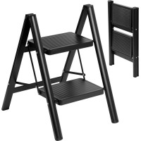 Skladacie kovové schodíky EASYSTEP čierne - 2stupňové