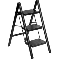 Skladacie kovové schodíky EASYSTEP čierne - 3stupňové