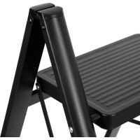 Skladacie kovové schodíky EASYSTEP čierne - 3stupňové