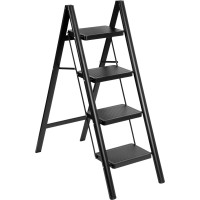 Skladacie kovové schodíky EASYSTEP čierne - 4stupňové