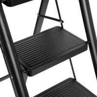 Skladacie kovové schodíky EASYSTEP čierne - 4stupňové