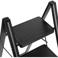 Skladacie kovové schodíky EASYSTEP čierne - 4stupňové