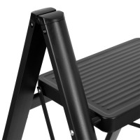 Skladacie kovové schodíky EASYSTEP čierne - 4stupňové
