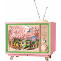 RoboTime 3D drevená skladačka hracej skrinky Prechádzka v sakurovom lese