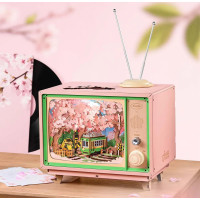 RoboTime 3D drevená skladačka hracej skrinky Prechádzka v sakurovom lese