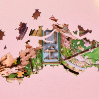 RoboTime 3D drevená skladačka hracej skrinky Prechádzka v sakurovom lese