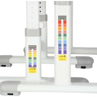 Detský nastaviteľný písací stôl so zásuvkou, stoličkou a LED lampou - šedý