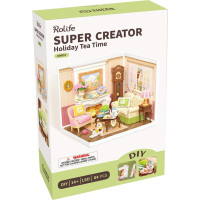 RoboTime 3D drevená skladačka Miniatúra domčeka Čaj o piatej