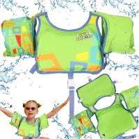 Plavecká vesta s rukávmi AQUASTAR - 3-6 rokov, 19-30 kg - zelená