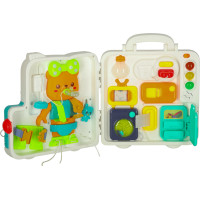 Zmyslový manipulačný Montessori kufrík so svetlom a zvukmi - Macko