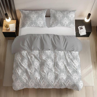 Bavlnené obliečky GUSTO Kvety - biele / šedé - 160x200 cm