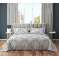 Bavlnené obliečky GUSTO Kvety - biele / šedé - 160x200 cm