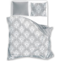 Bavlnené obliečky GUSTO Kvety - biele / šedé - 160x200 cm