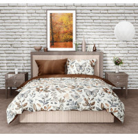 Bavlnené obliečky GUSTO Listy a motýliky - krémové/hnedé - 220x200 cm