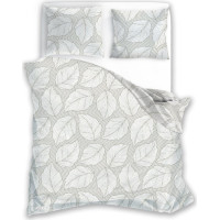 Bavlnené obliečky GUSTO Listy - šedé / biele - 220x200 cm