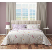 Bavlnené obliečky GUSTO Lúčne kvety - biele / fialové - 160x200 cm