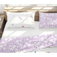Bavlnené obliečky GUSTO Lúčne kvety - biele / fialové - 140x200 cm
