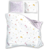 Bavlnené obliečky GUSTO Lúčne kvety - biele / fialové - 220x200 cm