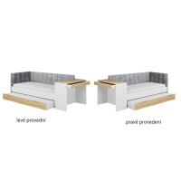 Detská posteľ s prístelkou a písacím stolom FREYA - 200x90 cm - biela/sivá/dub sonoma