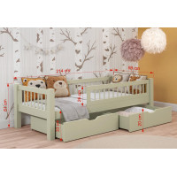 Detská posteľ z masívu borovice ADEL so šuplíkmi - 200x90 cm - biela