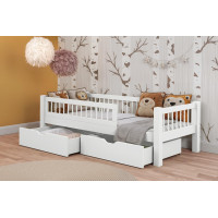 Detská posteľ z masívu borovice ADEL so šuplíkmi - 180x80 cm - biela