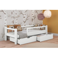 Detská posteľ z masívu borovice ADEL so šuplíkmi - 180x80 cm - biela