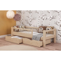Detská posteľ z masívu borovice ADEL so šuplíkmi - 200x90 cm - prírodná