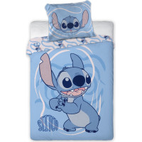 Detské bavlnené obliečky do postieľky 135x100 cm - Stitch - modré