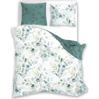 Saténové obliečky MILAGRO VERDE Vetvičky - biele / zelené - 220x200 cm