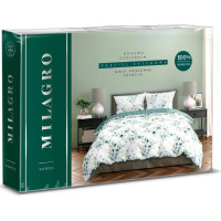 Saténové obliečky MILAGRO VERDE Vetvičky - biele / zelené - 220x200 cm