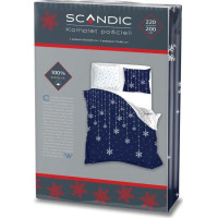 Bavlnené obliečky SCANDIC Vločky - tmavo modré / biele - 220x200 cm