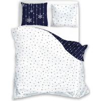 Bavlnené obliečky SCANDIC Vločky - tmavo modré / biele - 220x200 cm
