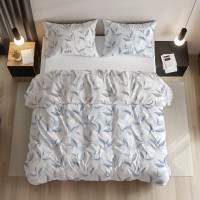 Bavlnené obliečky PRIMAVERA Vetvičky - šedé / modré - 160x200 cm