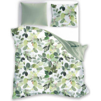 Bavlnené obliečky PRIMAVERA Listy - biele / zelené - 160x200 cm
