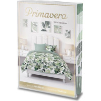 Bavlnené obliečky PRIMAVERA Listy - biele / zelené - 160x200 cm