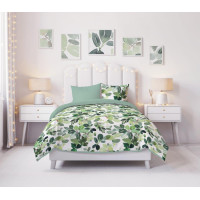 Bavlnené obliečky PRIMAVERA Listy - biele / zelené - 160x200 cm
