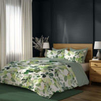 Bavlnené obliečky PRIMAVERA Listy - biele / zelené - 160x200 cm